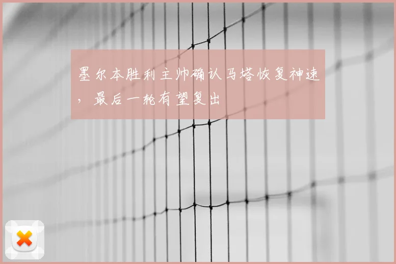 墨尔本胜利主帅确认马塔恢复神速，最后一轮有望复出